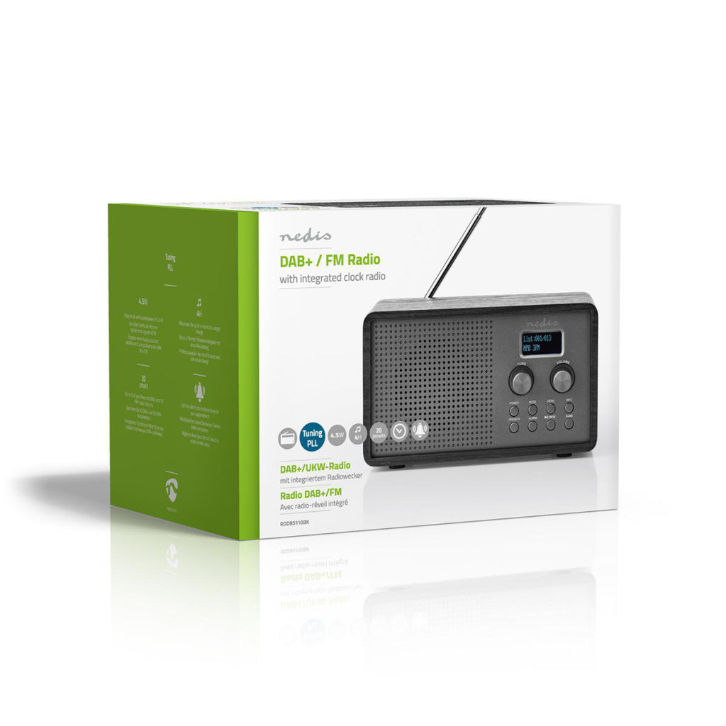 Nedis rddb5110bk dab+ radio 4,5 w fm klok wekkerfunctie zwart