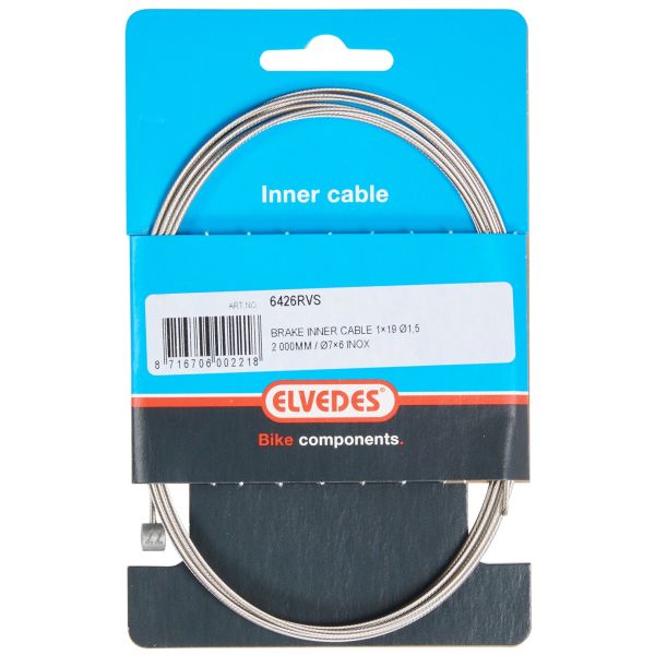 ELVEDES Rem binnenkabel 2 000 mm 1×19 draads rvs ø1,5mm met t-nippel ø7 × 6mm