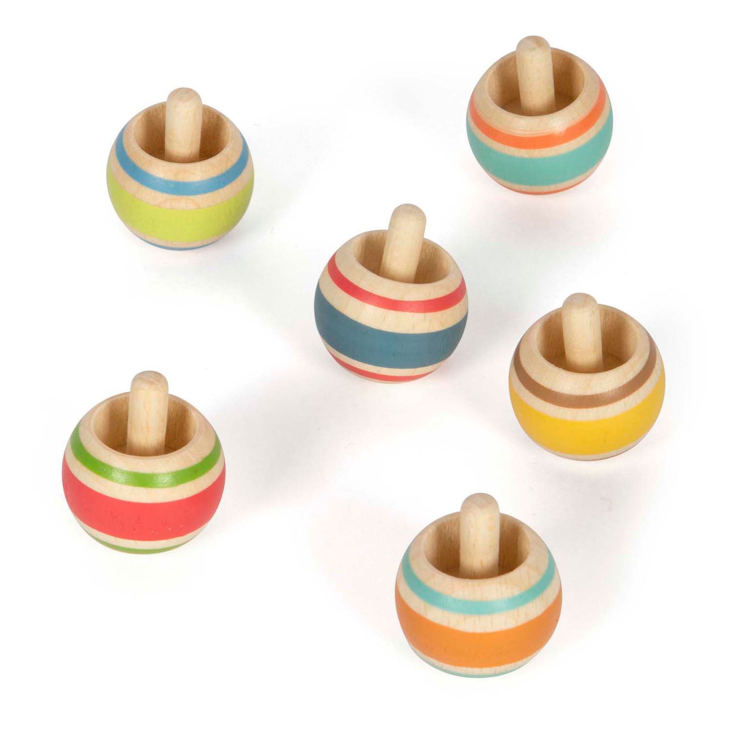 Small Foot - houten tollen gestreept, set van 6