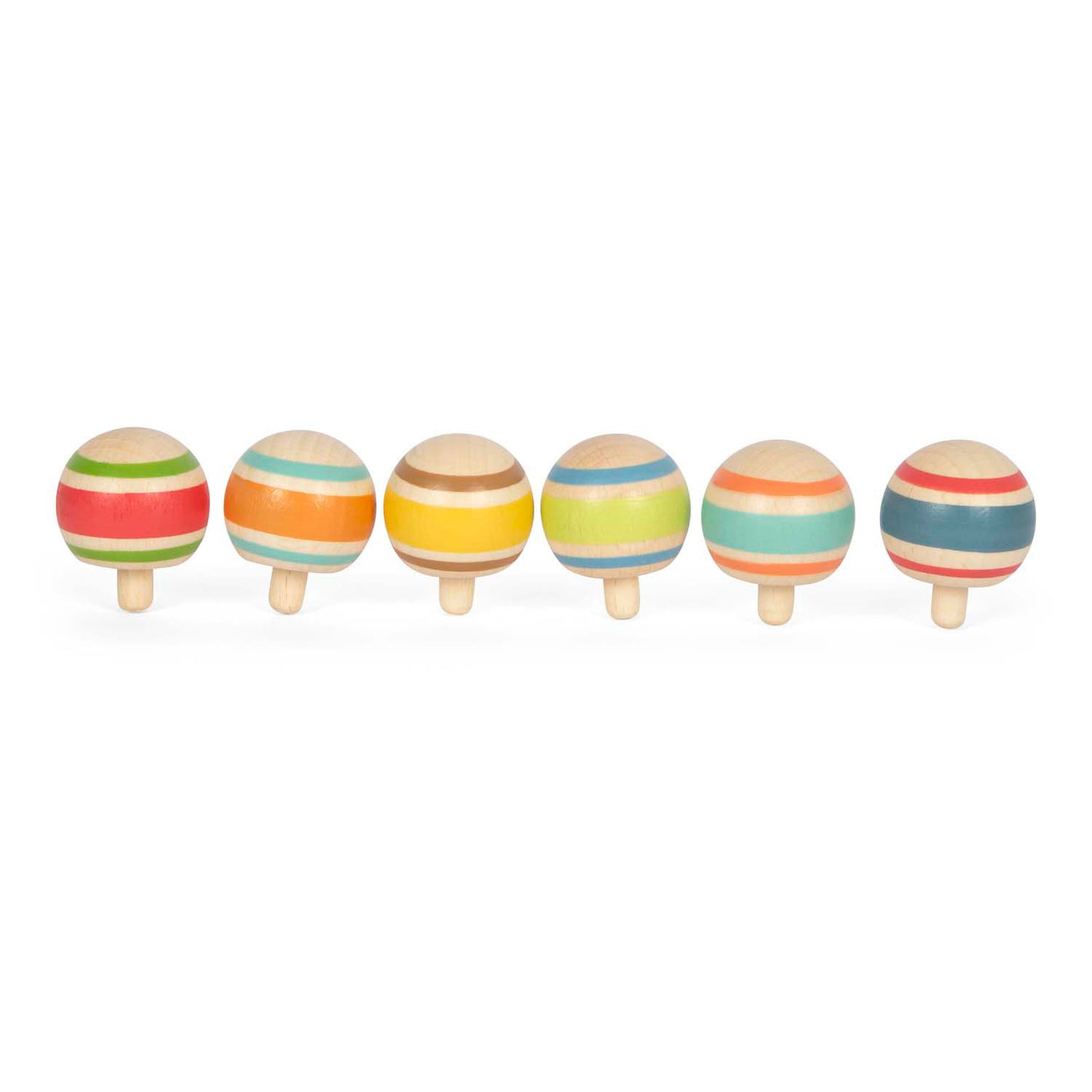 Small Foot - houten tollen gestreept, set van 6