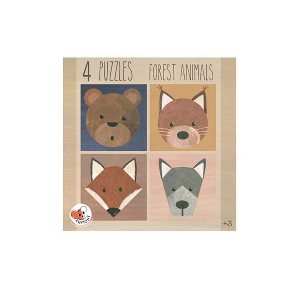 4 Puzzels Bosdieren 3+ 23X23X4 cm