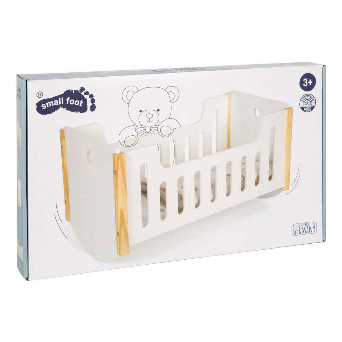 Small Foot - houten poppenbed wit little button