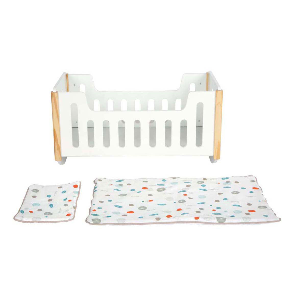 Small Foot - houten poppenbed wit little button