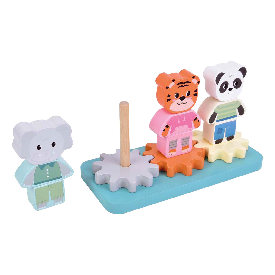 Small Foot - houten stapelspel met tandwielen jungle friends fsc