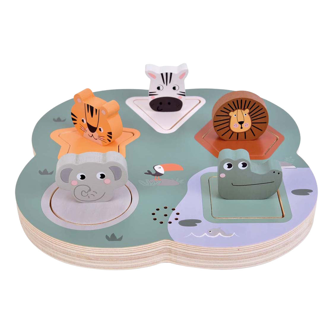 Small Foot - houten 3d dierengeluiden puzzel safari
