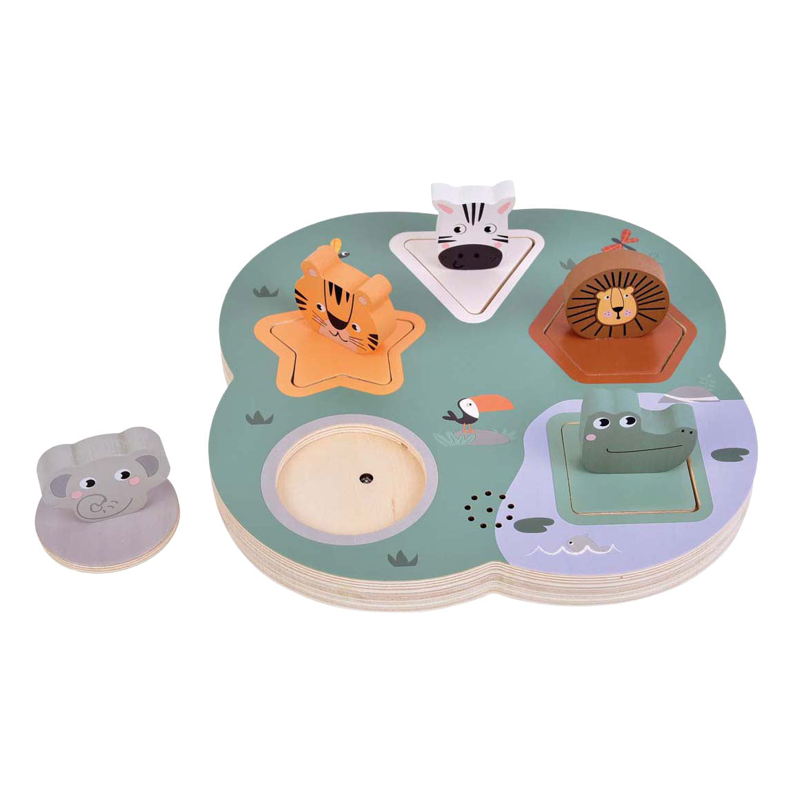 Small Foot - houten 3d dierengeluiden puzzel safari