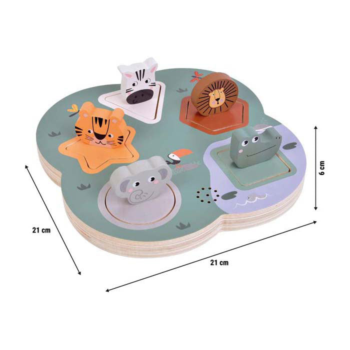 Small Foot - houten 3d dierengeluiden puzzel safari
