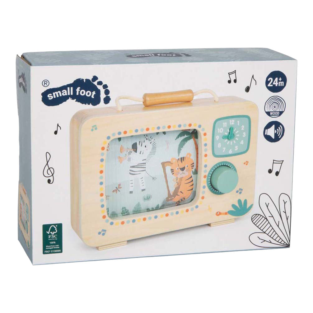 Small Foot - houten televisie muziekdoos safari fsc