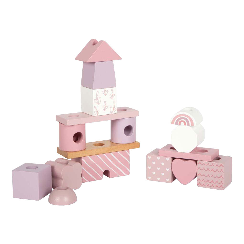 Small Foot - houten stapelhuis roze - 18dlg.