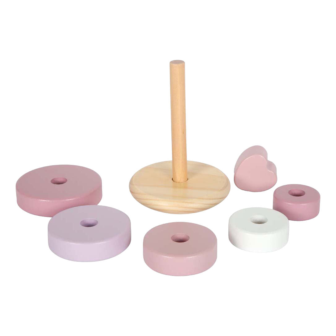 Small Foot - houten stapeltoren roze - 7dlg.
