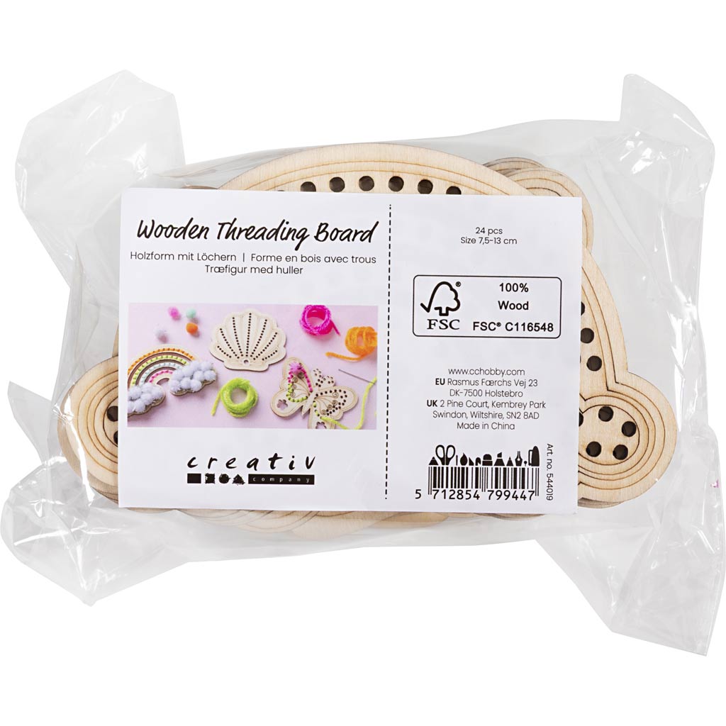 Creativ Company Https: www.cchobby.nl houten-vorm-met-gaten-regenboog-schelp-vlinder-afm-7-5-13-cm-24-stuk-1-doos
