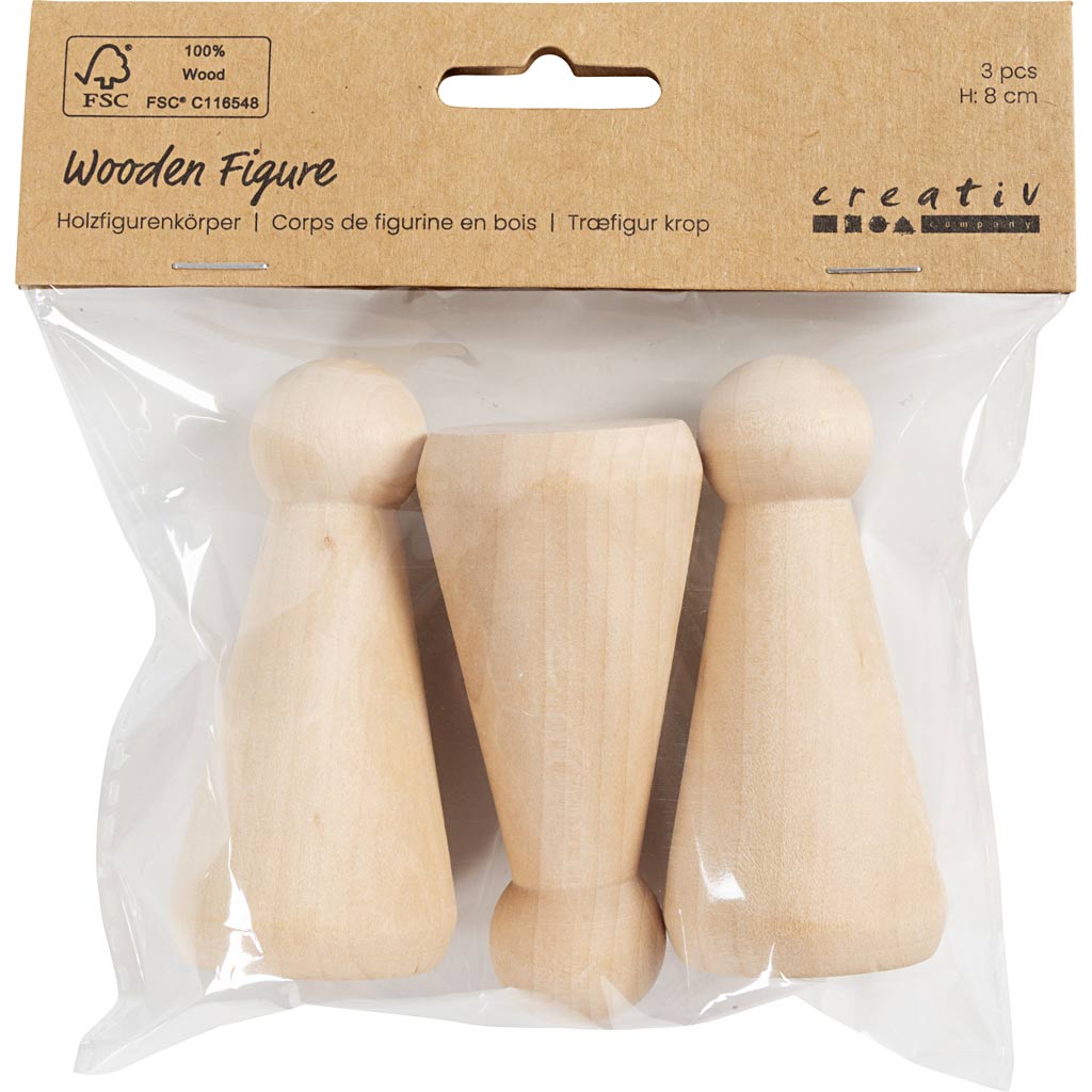 Creativ Company Https: www.cchobby.nl houten-figuur-kegelvormig-h-8-cm-3-stuk-1-doos