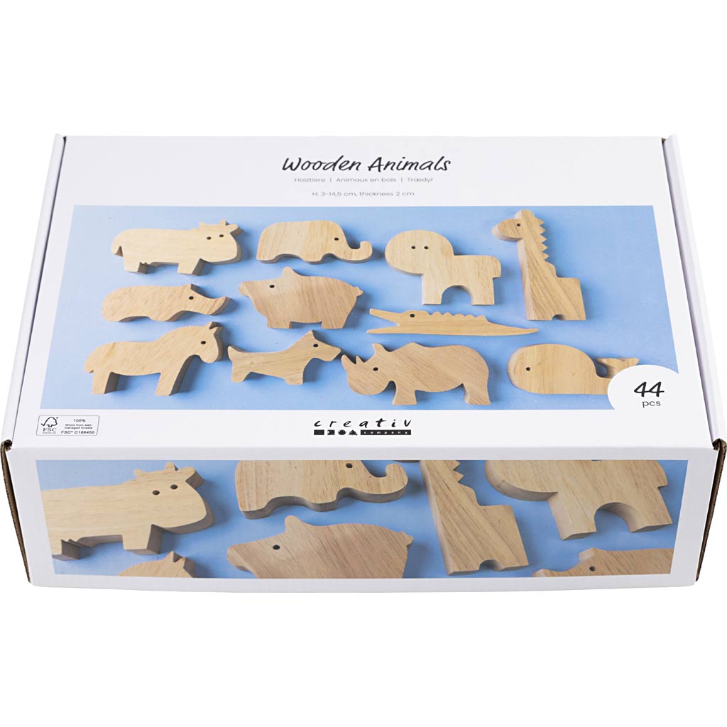Creativ Company Https: www.cchobby.nl houten-dieren-boerderij-en-safari-h-3-14-5-cm-dikte-2-cm-44-stuk-1-doos