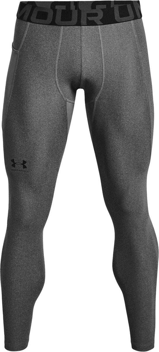 Under Armour ua hg armour leggings-gry heren sportbroek - carbon heather - zwart