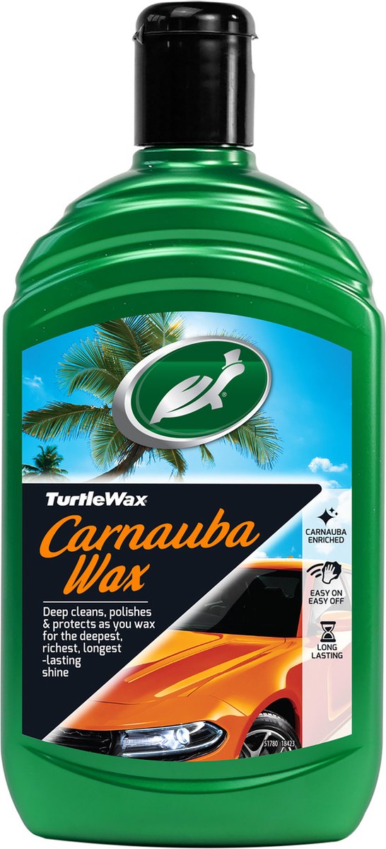 Turtle Wax gl carnauba car wax autowax – reinigt polijst - langdurige bescherming – geeft langdurige glans - 500ml