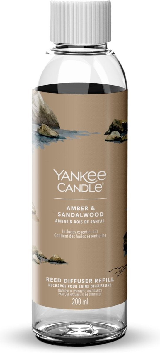 Yankee Candle - navulling voor geurstokjes 200 ml - amber sandalwood