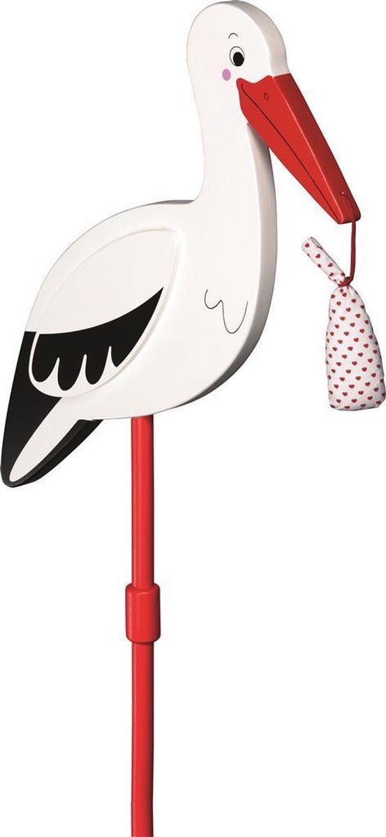Goki Ooievaar met babydoekje l100cm, voor in de tuin, hout