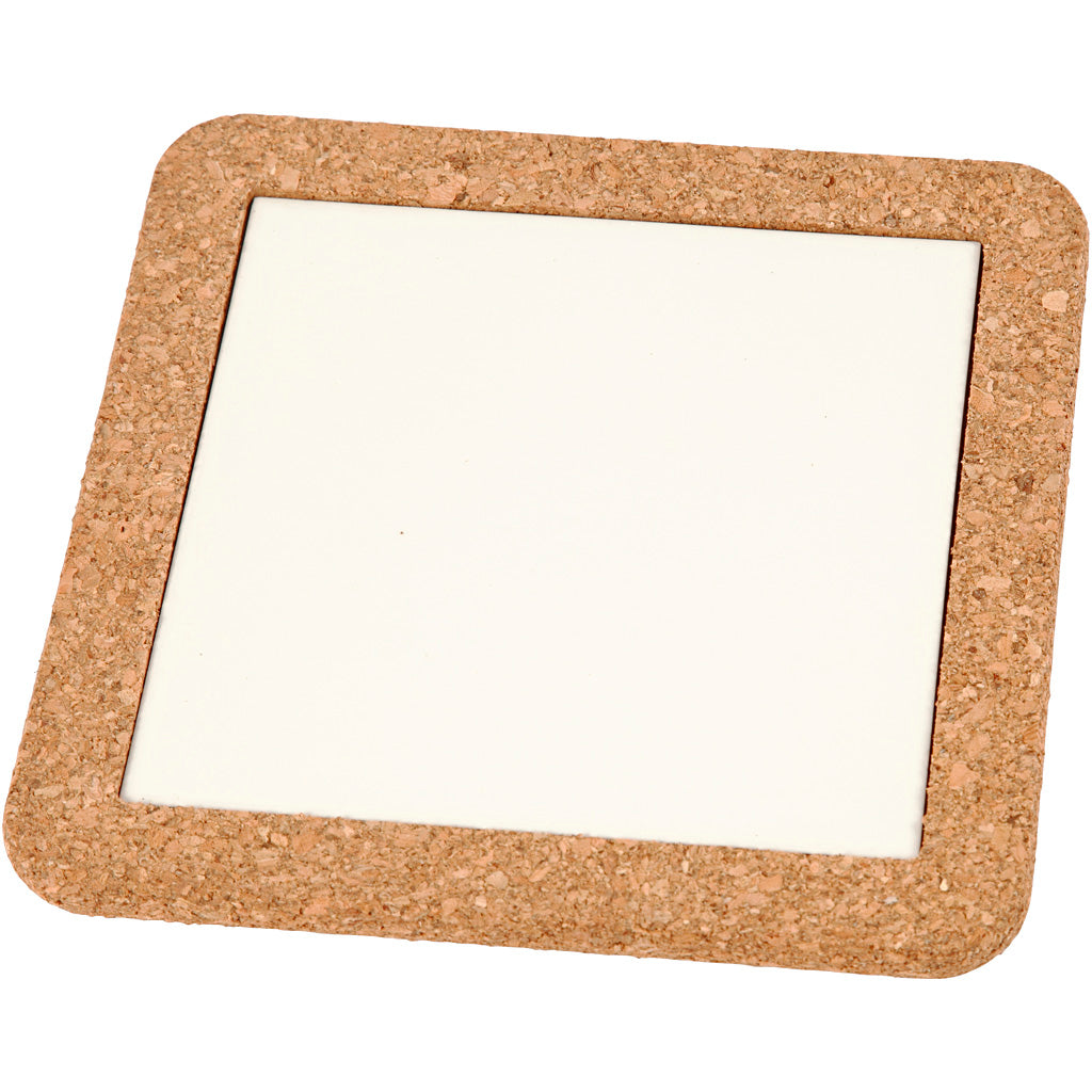Creativ Company Https: www.cchobby.nl onderzetter-met-lijst-van-kurk-afm-15-5x15-5x1-cm-wit-2-stuk-1-doos