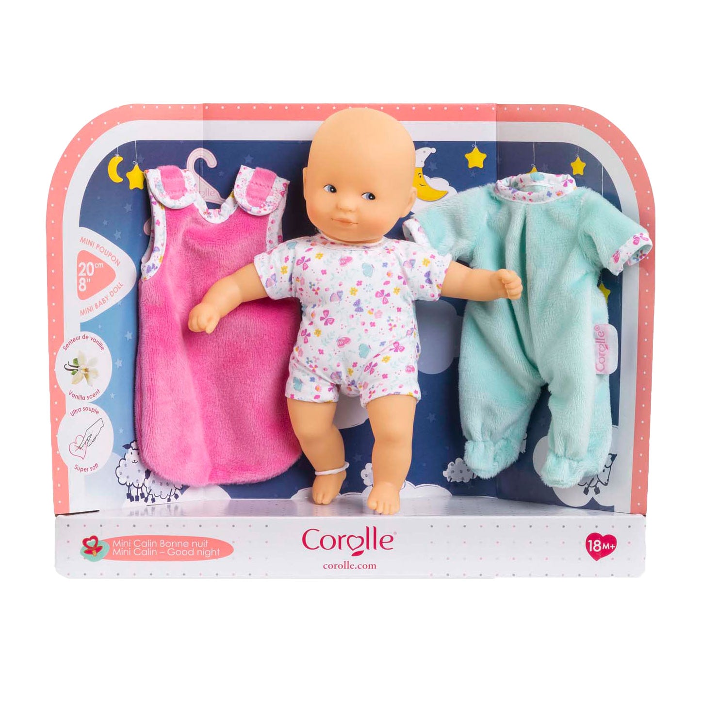 Corolle babypop mini calin welterusten set - vlinders - 20cm - zachte pop.