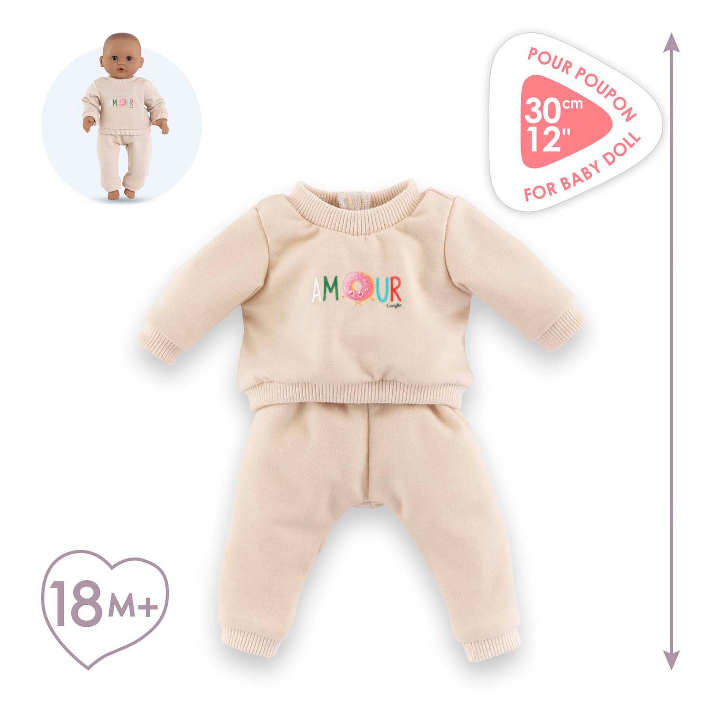 Corolle beige trainingspak voor babypop, 30cm