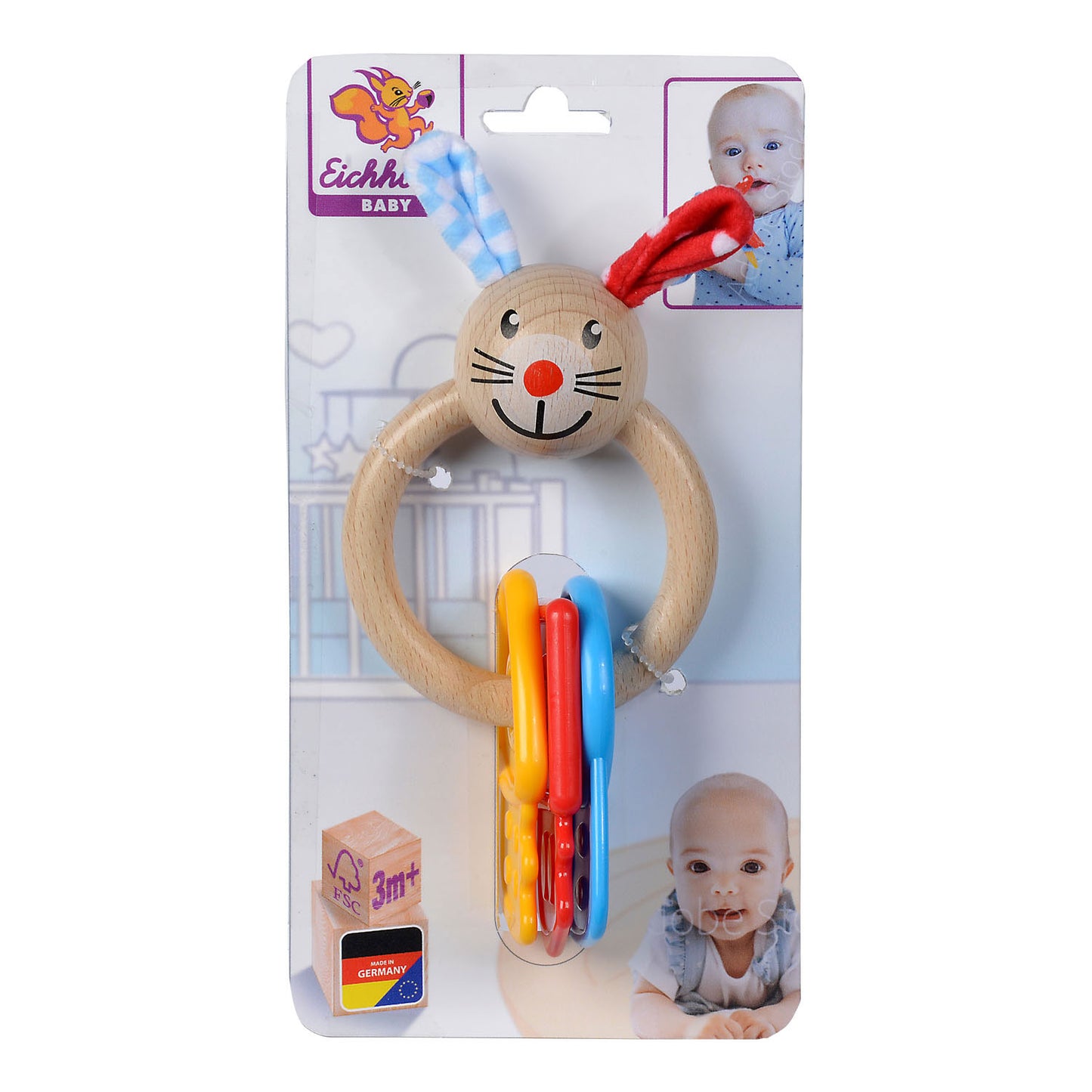 Eichhorn baby houten bijtring konijn