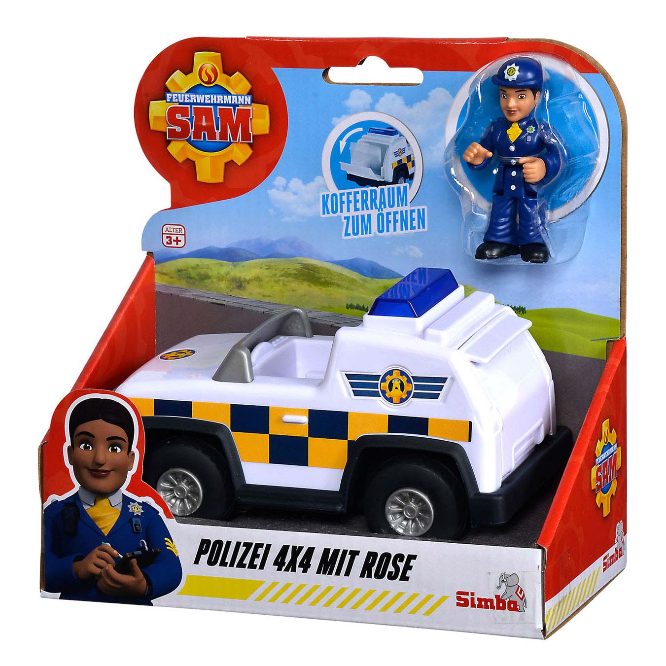 Simba Brandweerman sam politie 4x4 jeep met speelfiguur