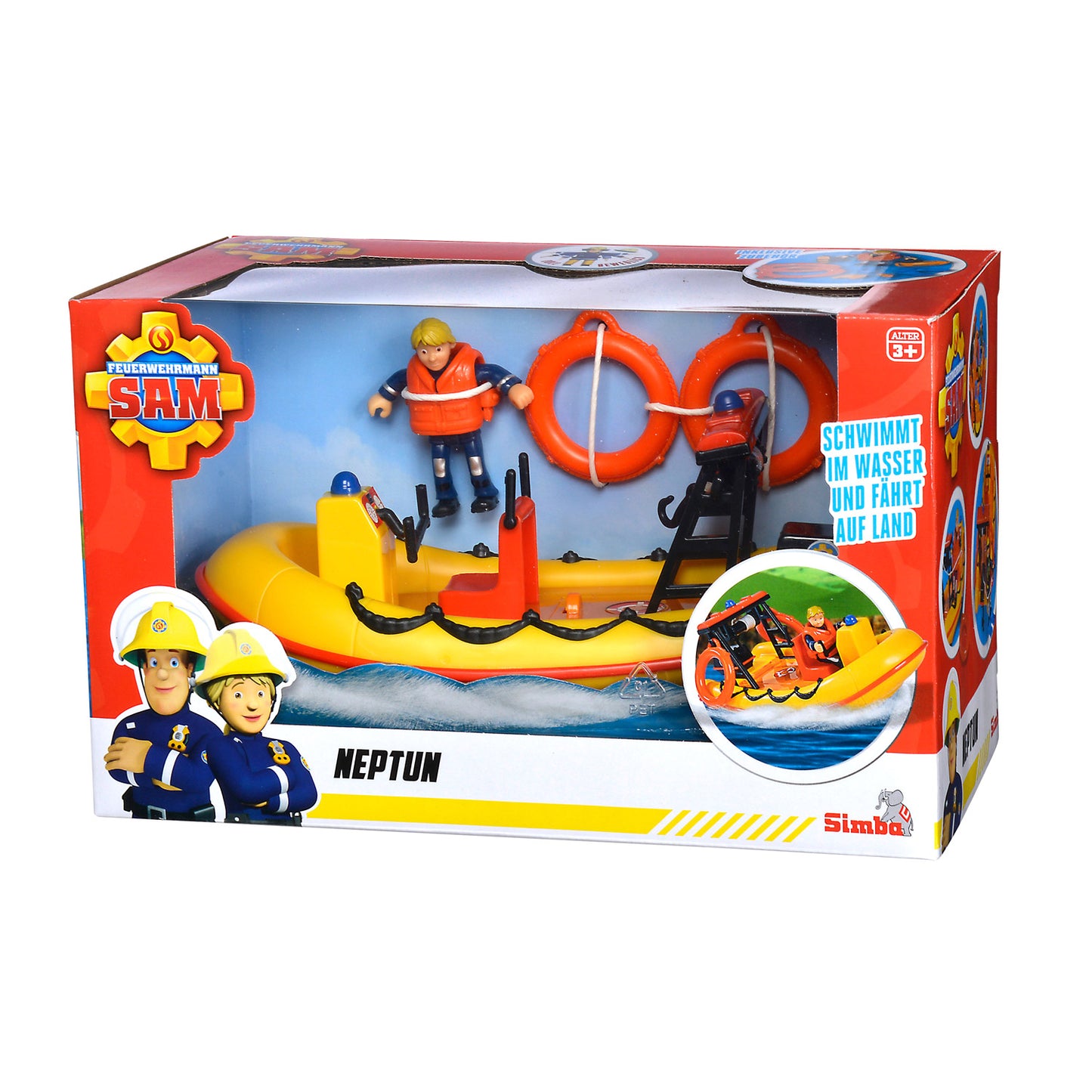Simba Brandweerman sam neptune reddingsboot met figuur
