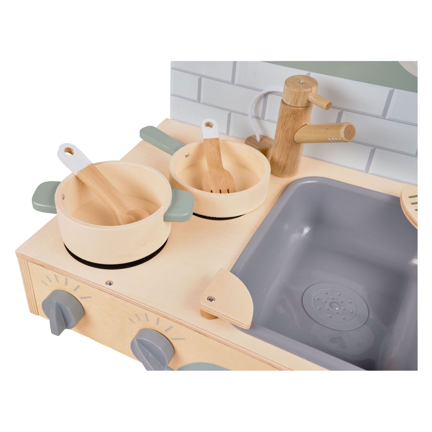 Eichhorn houten speelkeuken - compacte meeneemkeuken voor kinderen.