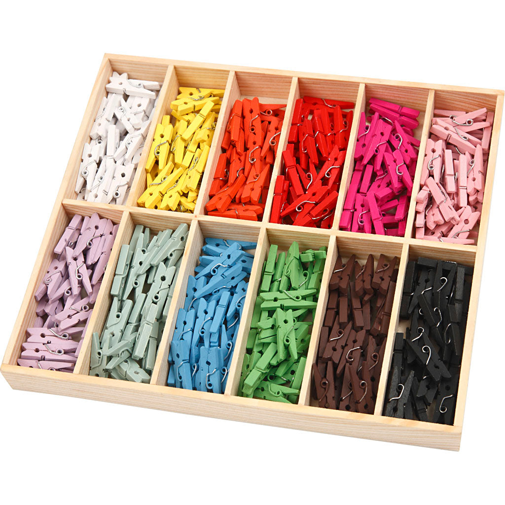 Creativ Company Https: www.cchobby.nl mini-wasknijper-l-25-mm-b-3-mm-diverse-kleuren-12x24-stuk-1-doos