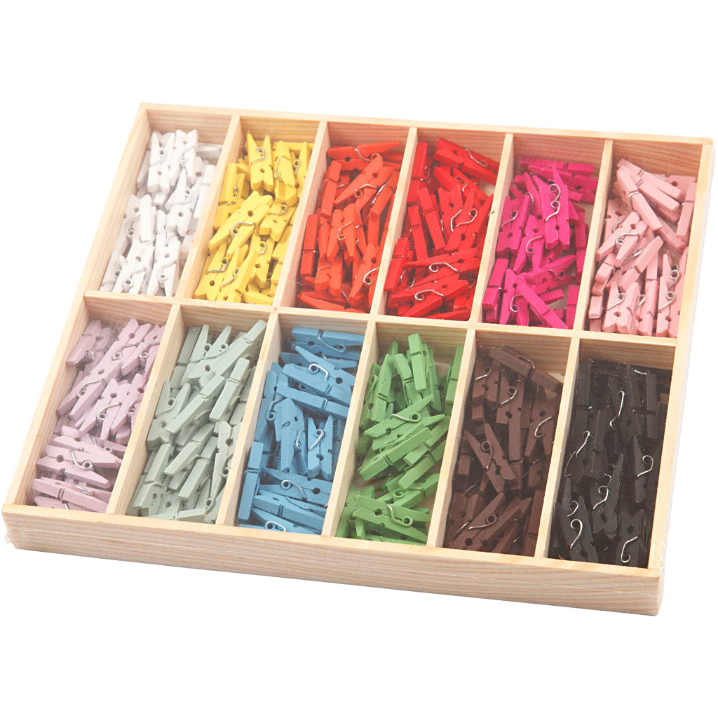 Creativ Company Https: www.cchobby.nl mini-wasknijper-l-25-mm-b-3-mm-diverse-kleuren-12x24-stuk-1-doos
