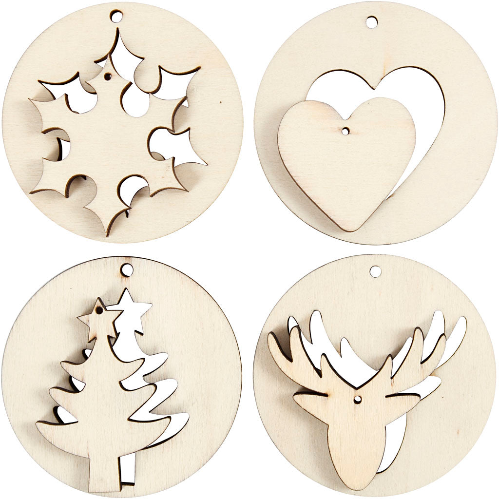 Creativ Company Https: www.cchobby.nl 2-in-1-hangende-decoraties-d-7-cm-gatgrootte-3-mm-dikte-4-mm-8-stuk-1-doos
