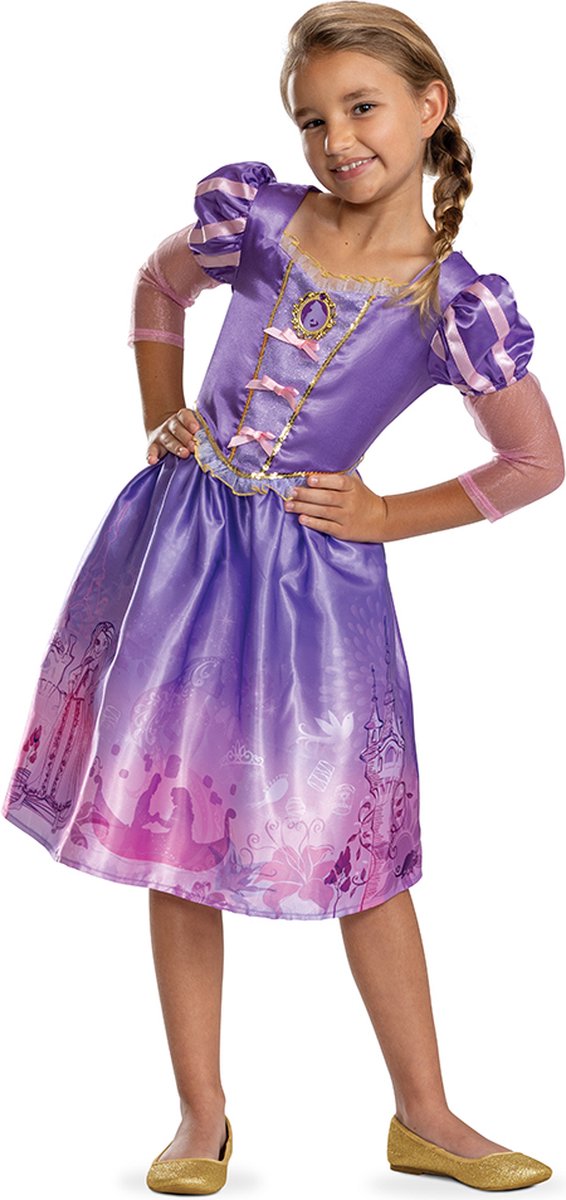 Disguise Disney prinses - tangled, rapunzel jurk verhalenboek classic, maat xs (3t-4t jaar), meisjes