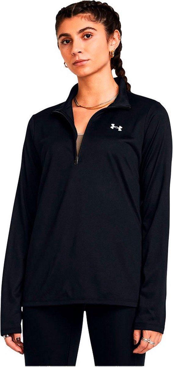 Under Armour tech 1 2 zip- solid-blk dames sporttrui - zwart - wit