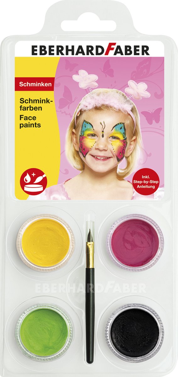 Eberhard Faber schminkset - vlinder - geel,roze,groen,zwart - ef-579022