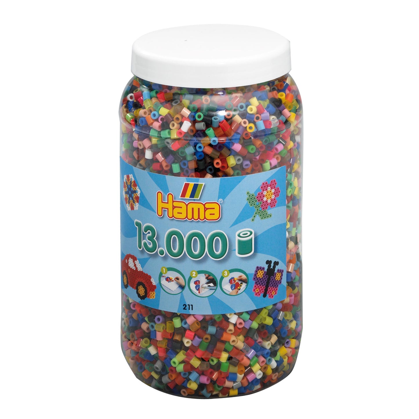 Hama midi strijkkralen in pot - mix (068), 13.000st.