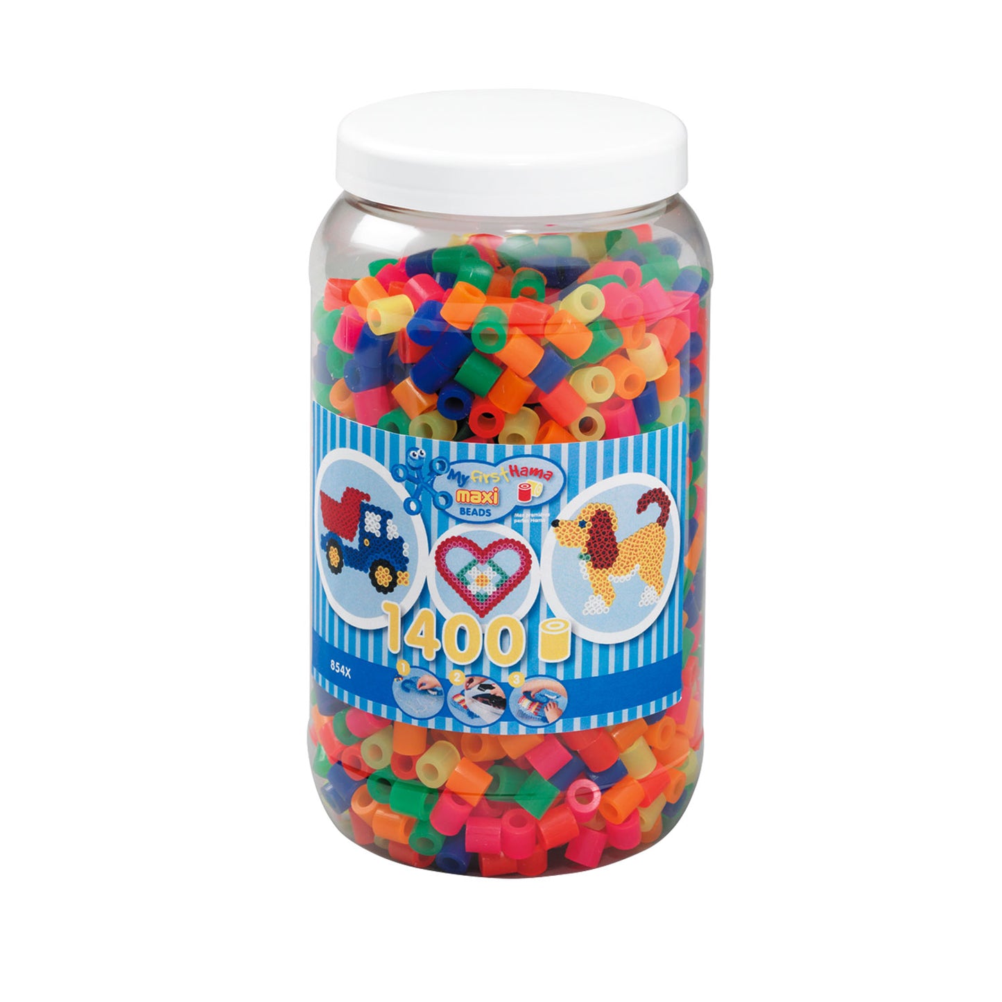 Hama maxi strijkkralen in pot - neonmix (051), 1400st.