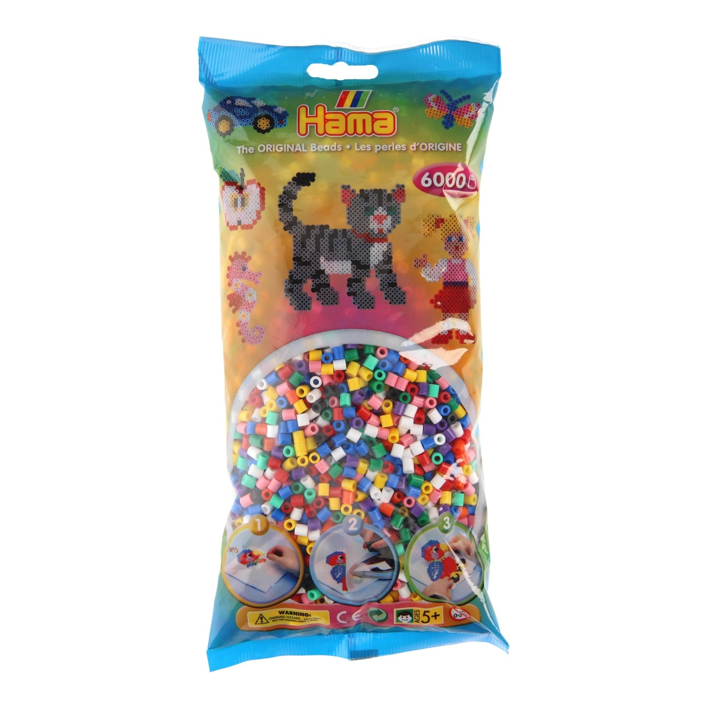 Hama midi strijkkralen kleuren mix (00), 6000st.