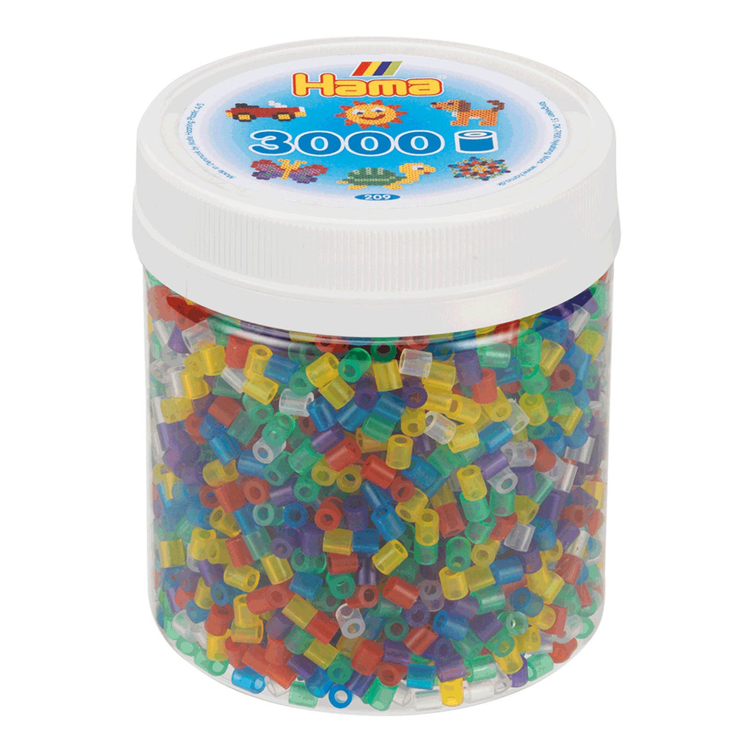 Hama midi strijkkralen in potje - transparantmix (53), 3000st.