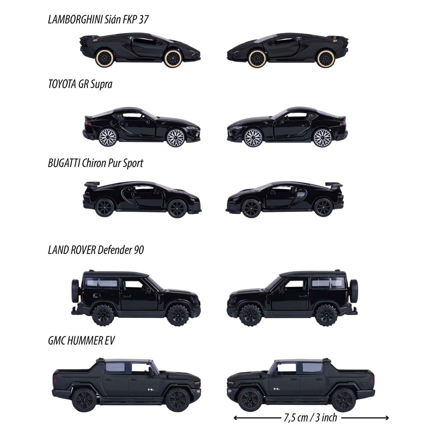 Simba Majorette black edition die-cast voertuigen, 5dlg.