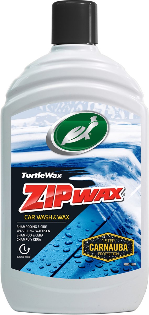 Turtle Wax zip wax shampoo - sterk geconcentreerd - reinigt diep glanst - vult de bestaande waxlaag aan - streeploze en vlekvrije afwerking – 500ml