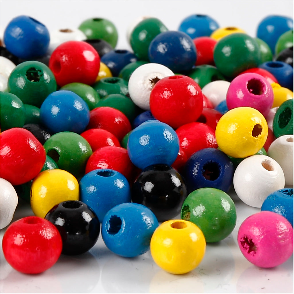 Creativ Company Https: www.cchobby.nl houten-kralen-d-8-mm-gatgrootte-2-mm-ca-80-stuk-diverse-kleuren-15-gr-1-doos