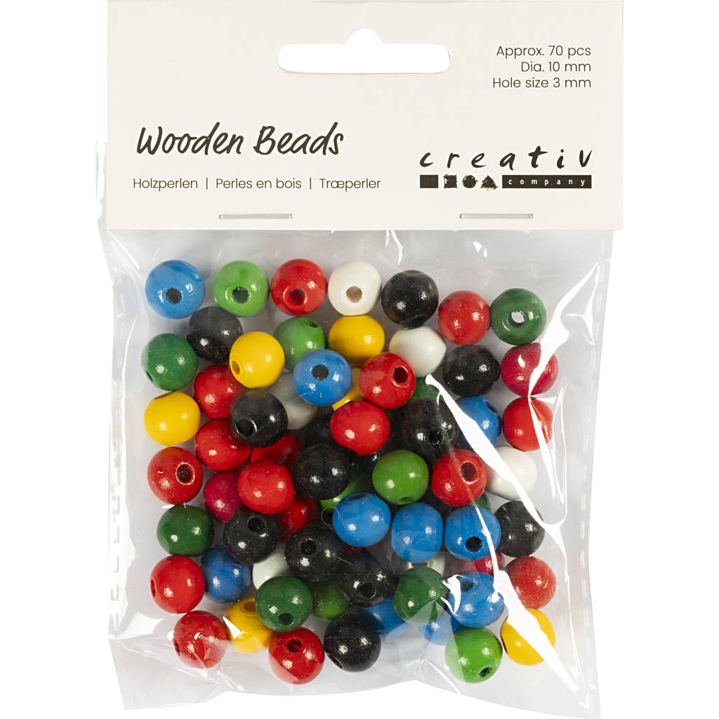 Creativ Company Https: www.cchobby.nl houten-kralen-d-10-mm-gatgrootte-3-mm-ca-70-div-diverse-kleuren-20-gr-1-doos