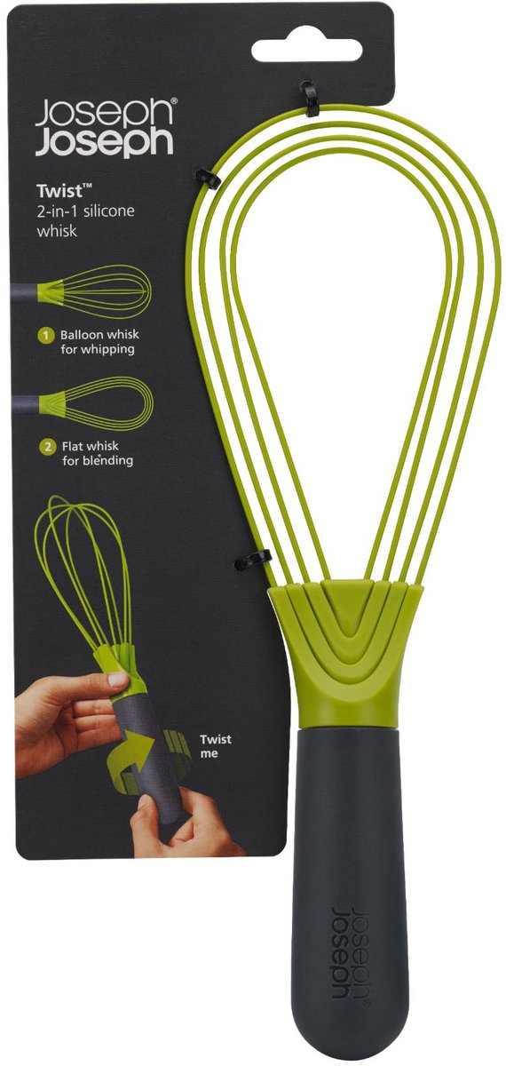 Joseph Joseph twist whisk – groen - 2‑in‑1 opvouwbare garde