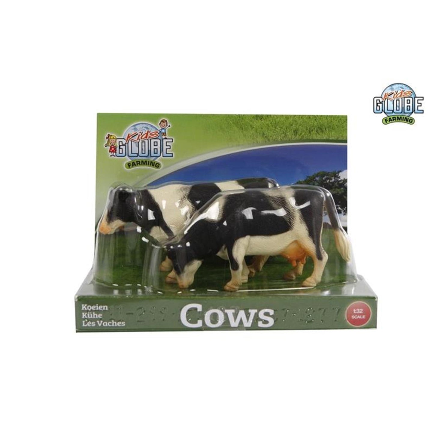Kids Globe Koeien zwart wit staand 2stuks 1:32