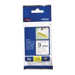 Extra klevende tape TZES221 Brother 9mmx8m zwart wit