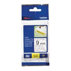 Extra klevende tape Brother TZES121 9mmx8m zwart transparant