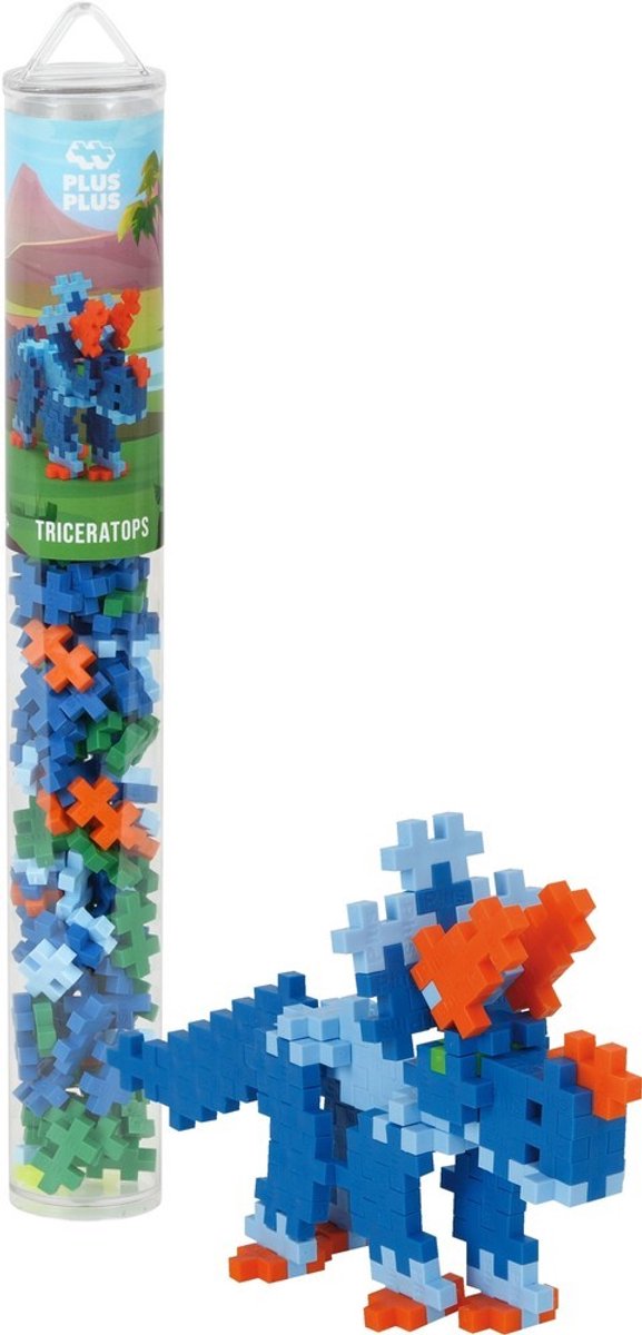 Plus-Plus tube triceratops dinosaurus 100 delige bouwset - 4094 - bouwspeelgoed - constructiespeelgoed - set met bouwstenen - vanaf 5 jaar