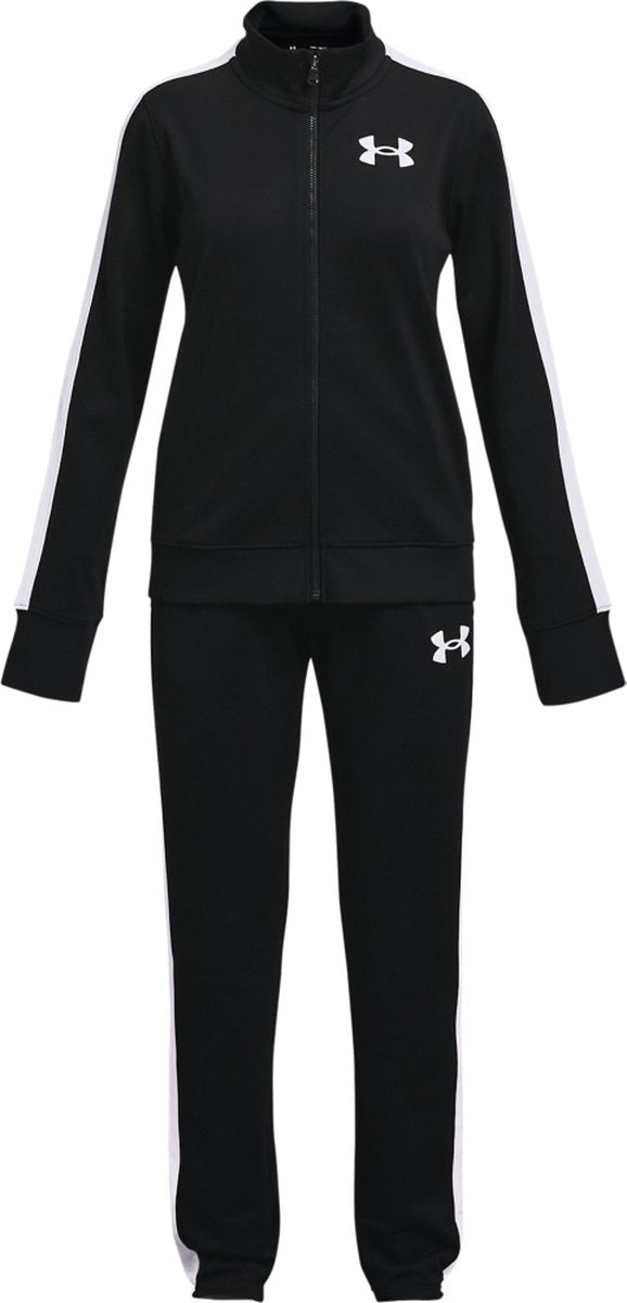 Under Armour ua rival knit track suit-blk meisjes trainingspak - zwart - wit