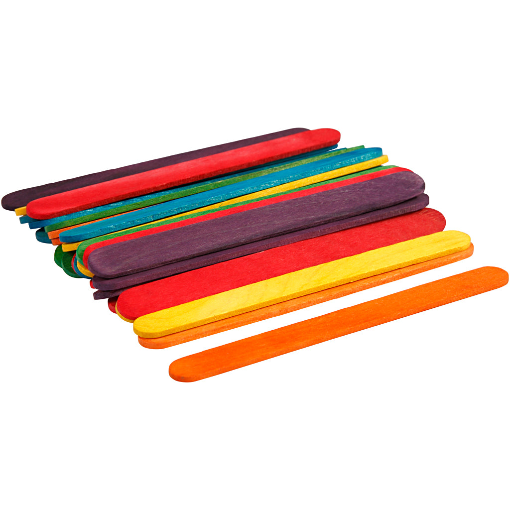 Creativ Company Https: www.cchobby.nl houten-stokjes-l-11-4-cm-b-10-mm-diverse-kleuren-30-stuk-1-doos