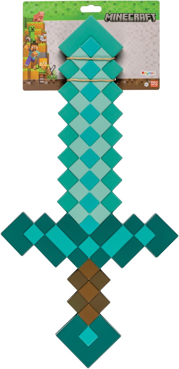 Disguise Minecraft diamond sword weapon kids - turquoise speelgoedzwaard